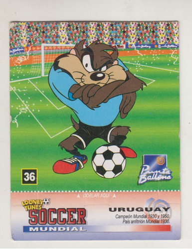 Futbol Looney Tunes Card Demonio Tasmania Camiseta Uruguay