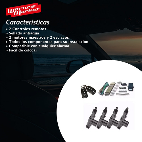 Imagen 2 de 7 de Kit Cierre Centralizado Universal Auto 4 Puertas Con Control