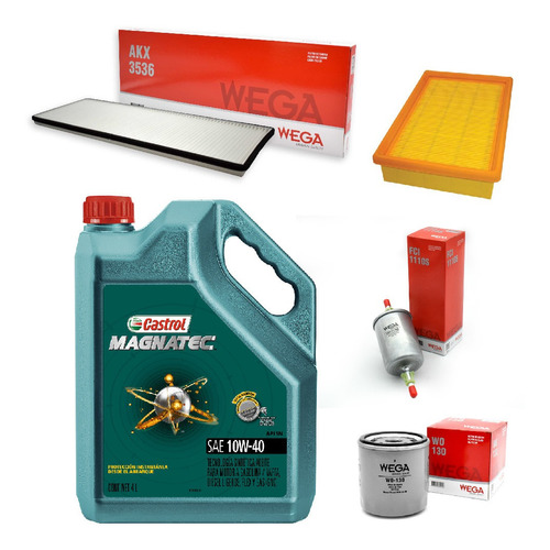 Kit 4 Filtros + 4l Aceite Castrol 10w40 Celta 1.4 8v Wega