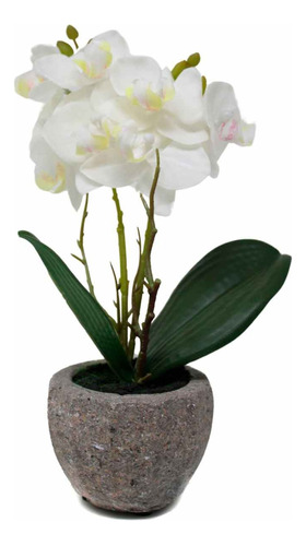 Orquidea Artificial Blanca Con Maceta 25cm