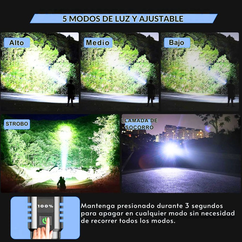 Linterna Recargable Zoom 3000m 60w Resistente Agua
