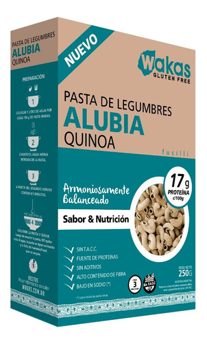 Pastas Wakas Alubia Y Quinoa Sin Tacc  X 250 Gr