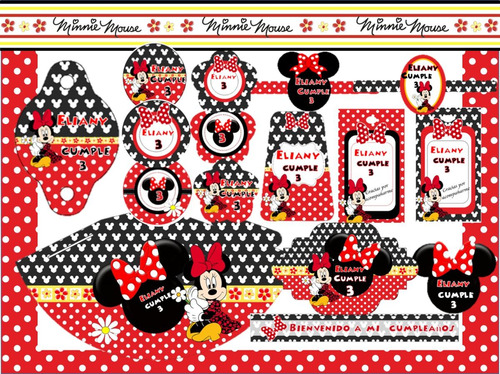 Kit Imprimible De Minnie Mouse Roja Personalizado