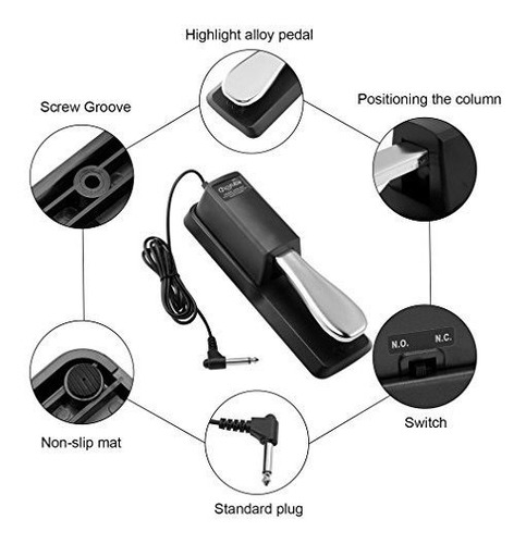 Imagen 1 de 4 de Sustain Para Teclado Amortiguador Cable 5.9 Ft Conector