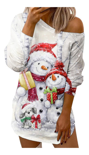 Muñeco De Nieve O Dress Para Mujer Con Hombros Inclinados, C