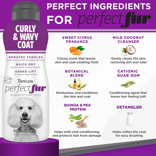 Champú Desenredante Para Perros Tropiclean Perfect Fur Para