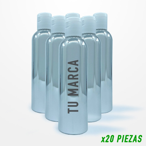 20 Envases De Pet 125ml Color Metalizado Plata Tapa Fliptop