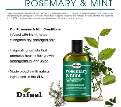 Shampoo Y Acondicionador Con Biotina Rosemary Difeel