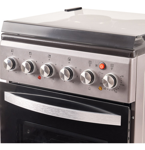 Cocina Electrica Kanji Acero Inoxidable 50cm Luz Horno Grill Tapa De Vidrio Kjh-ekx001v