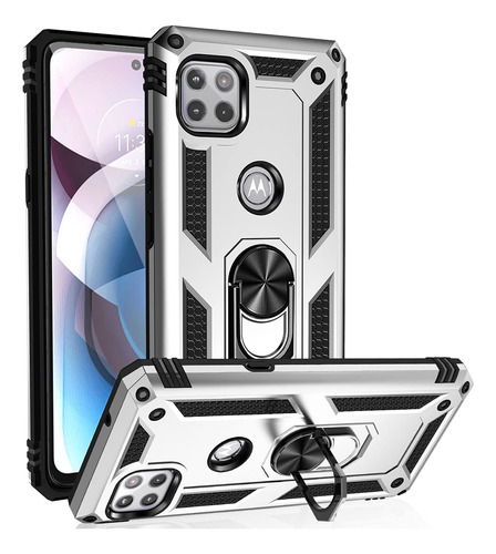 Funda Para Moto One 5g Ace, Plateado/soporte/resistente