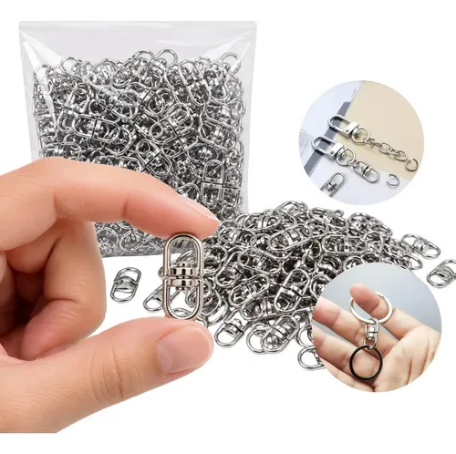 Chaveiro Conector Giratório Zamac Níquel, Kit com 100 Peças