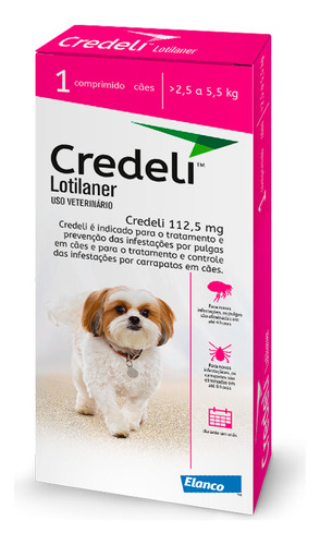 Elanco Credeli Antipulgas Cães 2,5 A 5,5 Kg 1 Comprimido