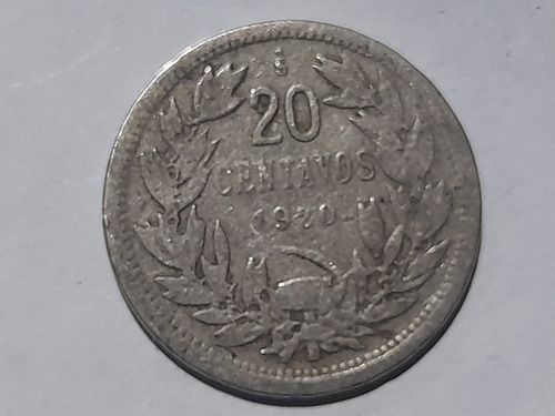 Moneda Chile 20 Centavos 1920 Niquel Año Escaso(x1166.