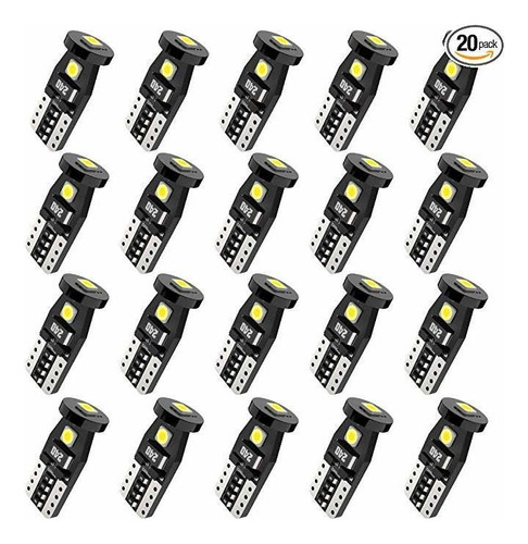 Bombillas Led 20pcs T10 194 168 2825 W5w 3smd, Blanca 6000k 