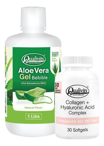 Aloe Vera Bebible + Colágeno Con Ácido Hialurónico Qualivits Sabor Natural