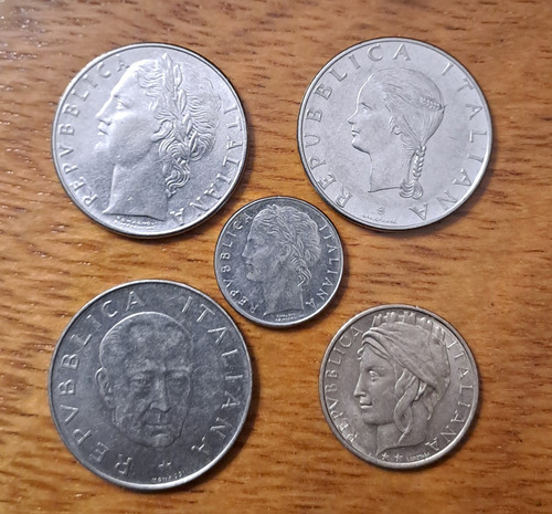 Italia X 5 Monedas Incluye 2 Conmemorativas 100 Liras 1979 (Usado)