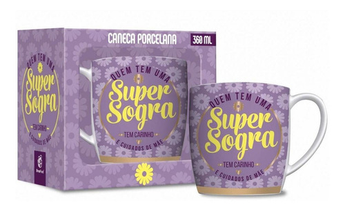 Caneca Cafe Porcelana Urban 360ml - Familia Sogra Cor Violeta