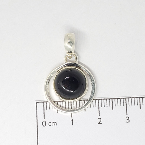 Imagen 3 de 5 de Dije Plata Con Piedra Negra Onix