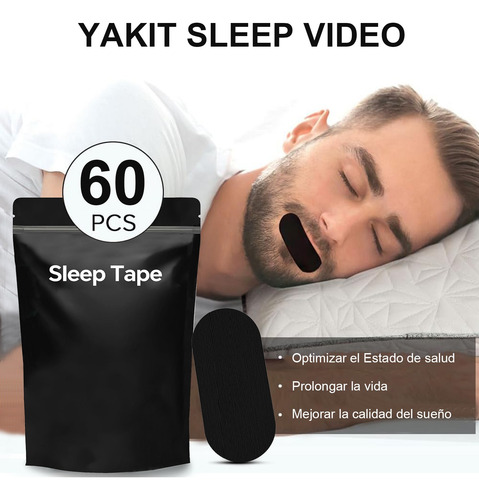 Tiras Bucales Desechables Anti Ronquidos 60pc Antirronquidos Negro Anti-snoring Chin