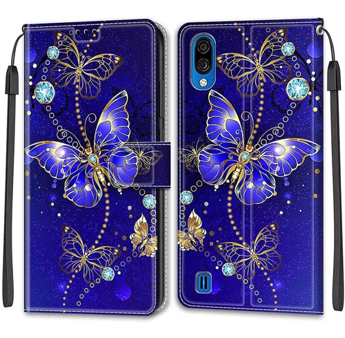 Para Zte Blade A5 2020 Funda Cartera Cadena Dorada Butterfr2