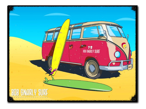 #905 - Cuadro Vintage - Surf Mar Olas Playa Van No Chapa