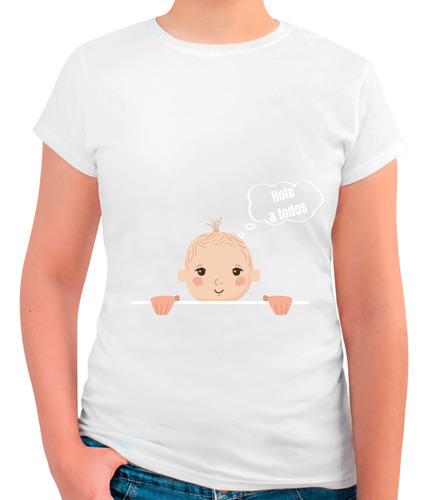 Playera Para Mujer Embarazada - Maternidad - Hola A Todos