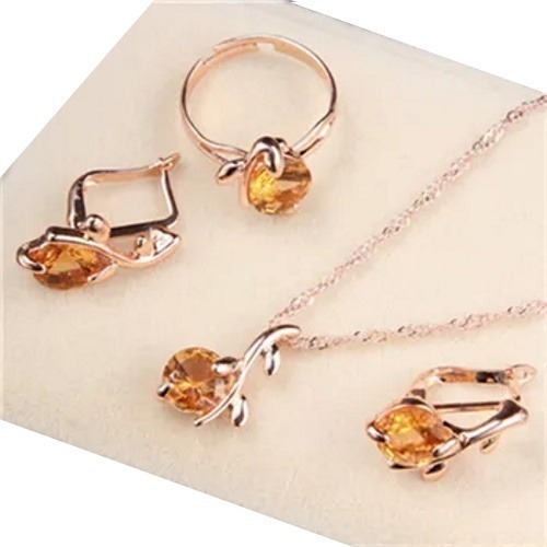 Conjunto Joya Collar Caravana Anillo Ajust Cristal Austriaco