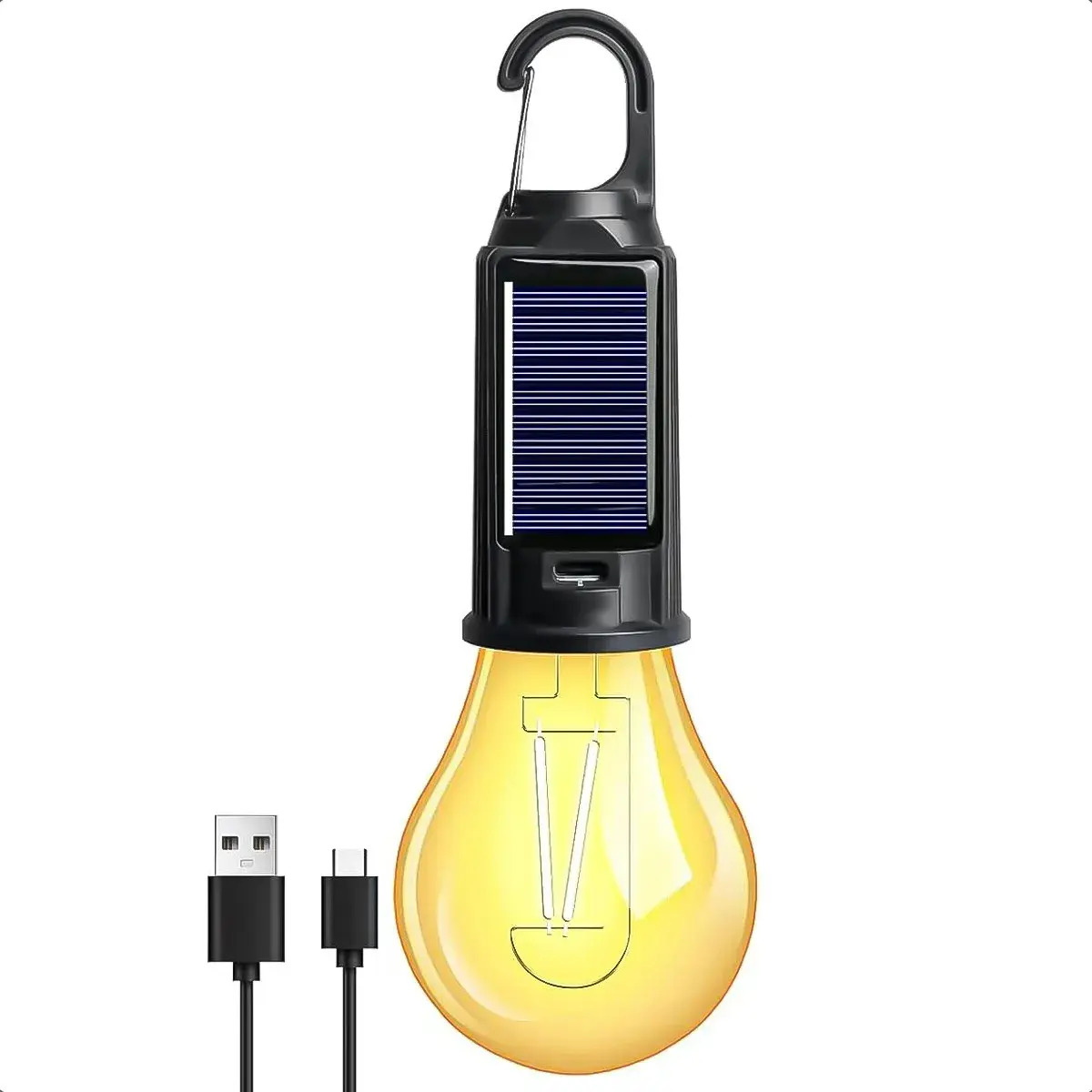 Ampolleta Solar Recargable LED Okshop Impermeable 15W USB-C para Camping
