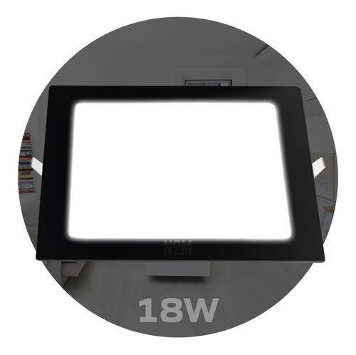 Panel Led Cuadrado Embutir 18w Plafon Marco Negro