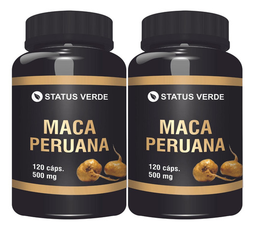 2 Potes Maca Peruana 500mg 100% Pura Kit 240 Cáps Sabor Neutro