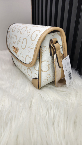 Bolsa Guess Hg961624 Nueva 100 % Original Con Etiqueta Blanco Estampado Oro Blanco