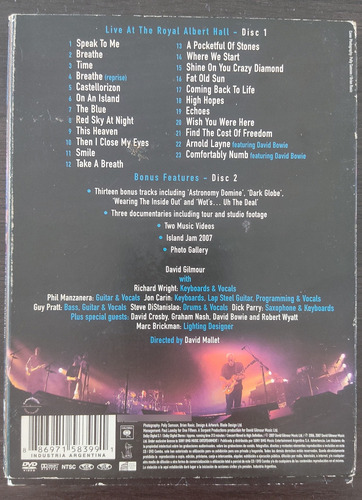 David Gilmour - Live At The Royal Albert Hall - 2 Dvd (Usado)