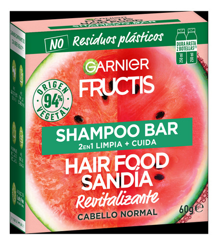 Garnier Fructis Shampoo En Barra Sandía 60 Gr Hair Food