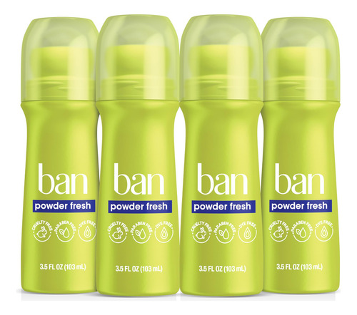 Desodorante Antitranspirante Ban Invisible Roll-on 100 Ml X4