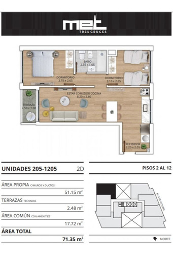 Imagen 11 de 11 de Venta De Apartamento 2 Dormitorios, Met Tres Cruces