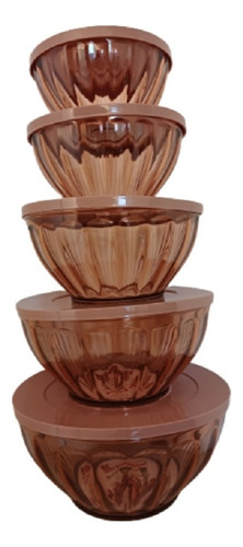 Set X5 Bowls Recipientes De Cocina Con Tapa 