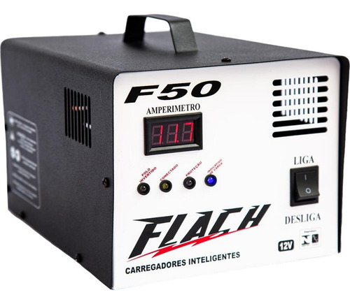 Carregador De Bateria 50a 12v Aux. Partida Bivolt F50 Flach