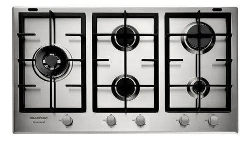 Cooktop À Gás 5 Bocas Brastemp Gourmand Bdk90drbna Cor Prateado