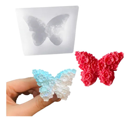 Molde Silicona Mariposa Con Flores Jabones Vela Resina Yeso Sin Elección
