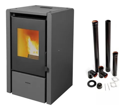 Calefactor A Pellet Vivion Piccola 6kw+kit Instalación Plaza