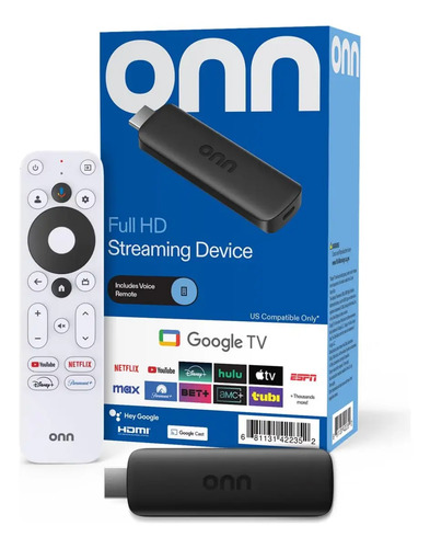 Convertidor Smart TV Onn Watch Google TV Stick HD HDMI Asistente de Voz Negro