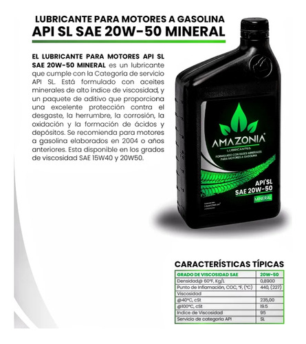 Aceite 20w50 Sl Amazonia Lt De Lubricantes Tamko