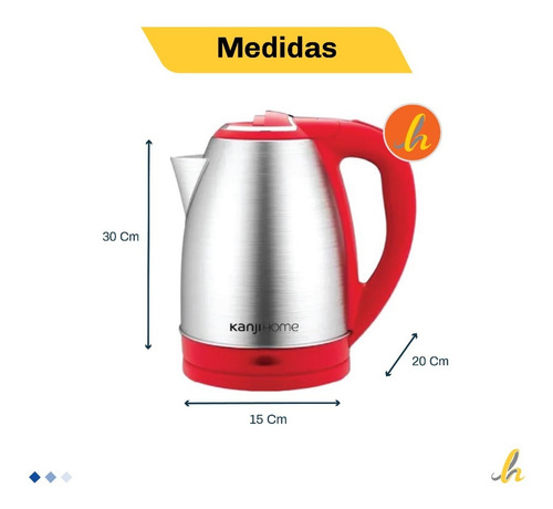 Imagen 2 de 3 de Pava Eléctrica Kanji Kjh-pe0152s 1.8 L Acero Inox Lh