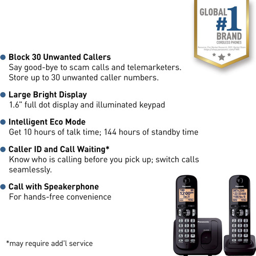 Teléfono Inalámbrico Panasonic Kx-tgc202b Con Pantalla De 1.