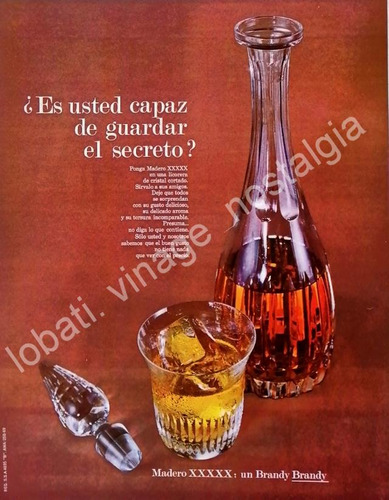 Cartel Retro Brandy Madero Xxxxx 1969 Casa Madero V277