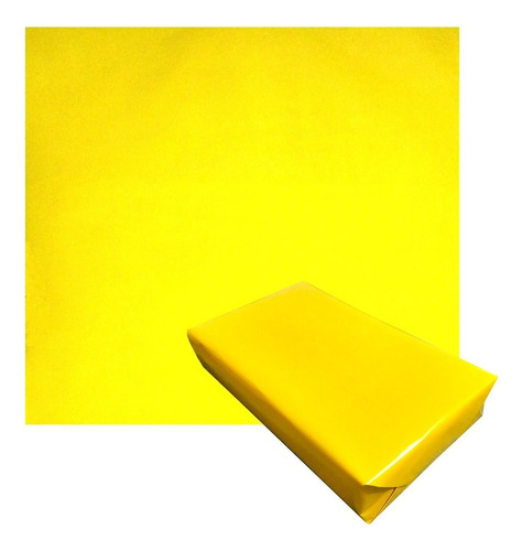 Papel De Presente Bobina Couche 40cmx100m - Cores Lisas Cor Amarelo