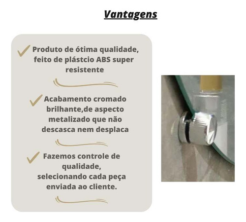 4 Botões Francês Suporte P Espelho Botão Francês + Parafusos