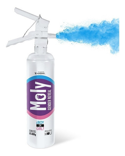 Disparador Extintor Polvo Revelación Genero Moly Gender Reveal Color Azul Mora