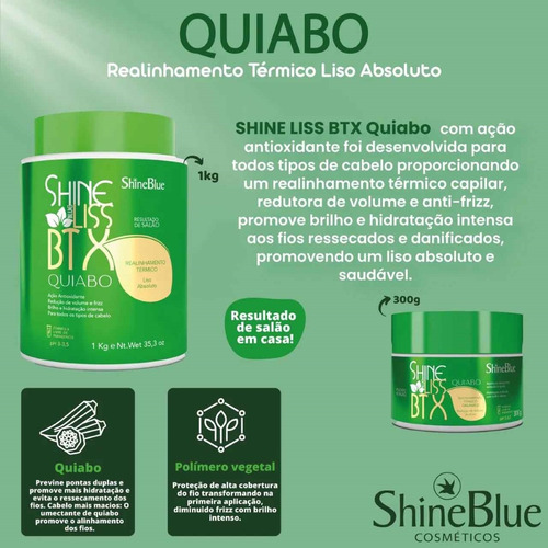 Shine Liss Btx Realinhamento Térmico Quiabo 1kg - Shine Blue