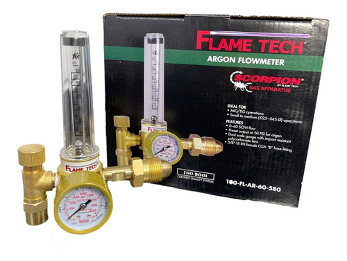 Regulador Con Flujómetro Para Gas Argón Flametech